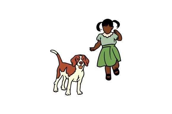 African American Girl Walking the Dog