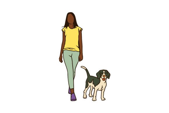 African American Woman Walking the Dog