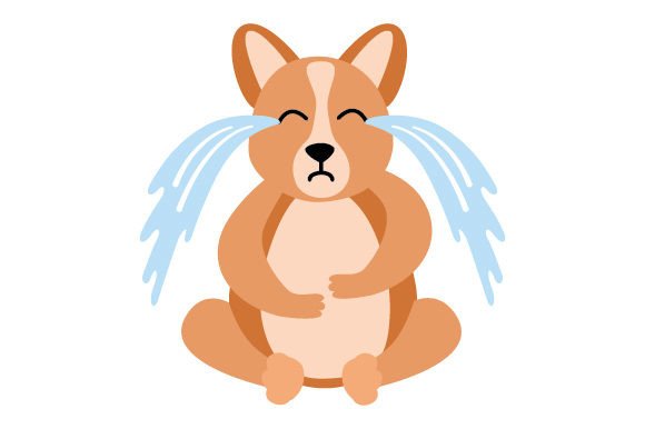 Corgi Dog with Tummy Ache - Cartoon
