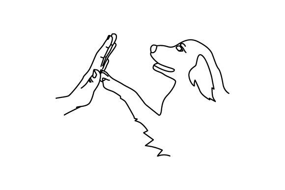 Dog and Owner High-Fiving Line Art Review