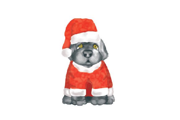 Newfoundland Dog – Christmas Costume, Watercolor